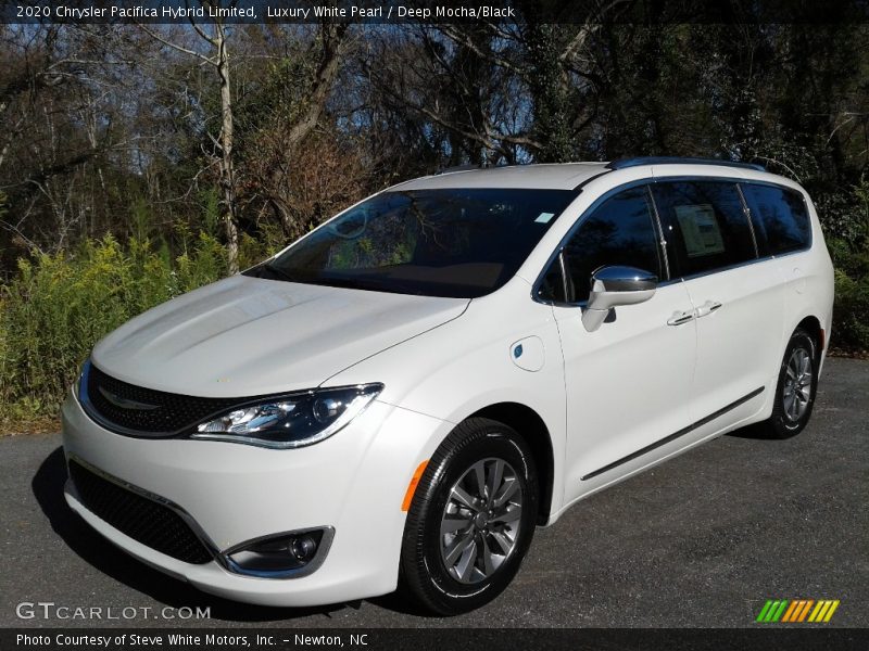 Luxury White Pearl / Deep Mocha/Black 2020 Chrysler Pacifica Hybrid Limited