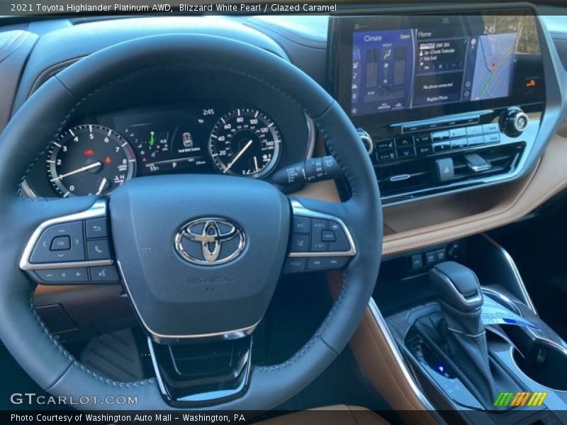 Blizzard White Pearl / Glazed Caramel 2021 Toyota Highlander Platinum AWD