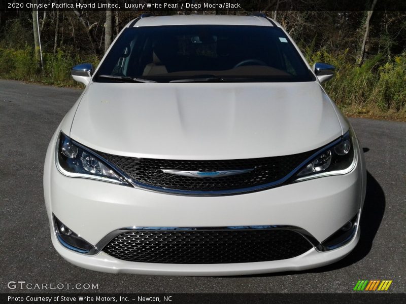 Luxury White Pearl / Deep Mocha/Black 2020 Chrysler Pacifica Hybrid Limited