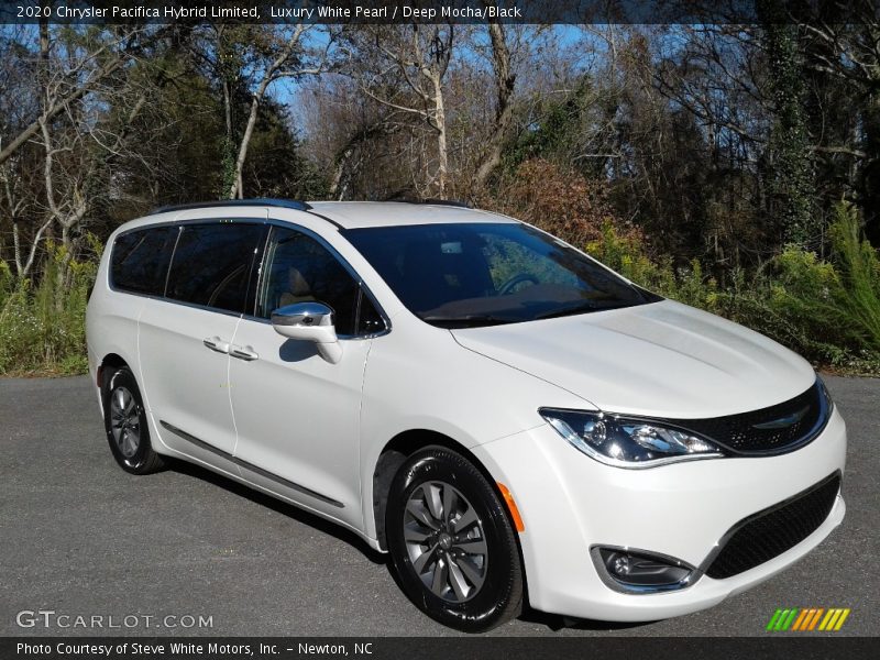 Luxury White Pearl / Deep Mocha/Black 2020 Chrysler Pacifica Hybrid Limited