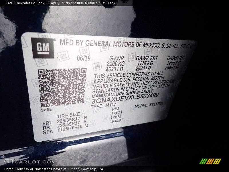 Midnight Blue Metallic / Jet Black 2020 Chevrolet Equinox LT AWD