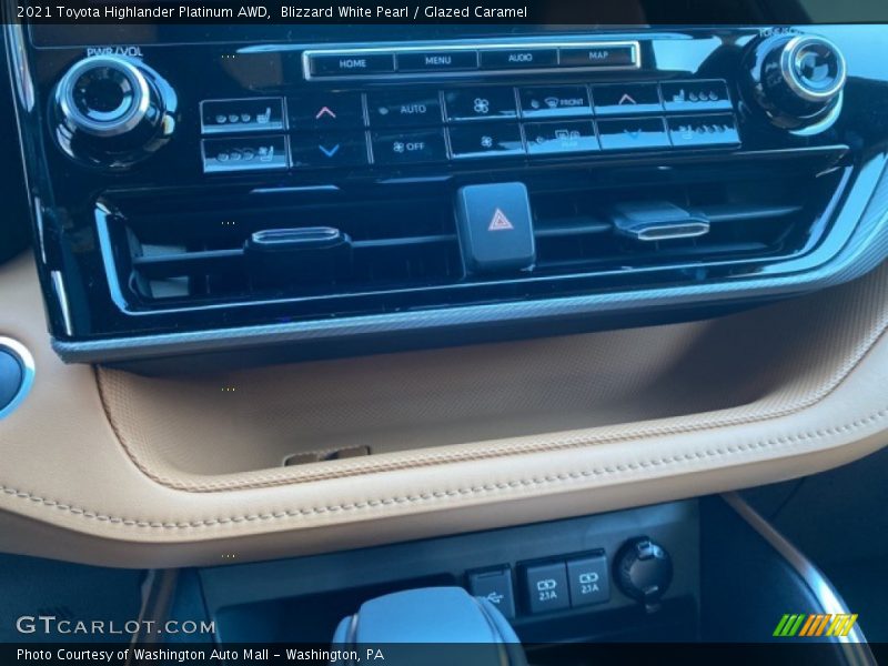 Blizzard White Pearl / Glazed Caramel 2021 Toyota Highlander Platinum AWD