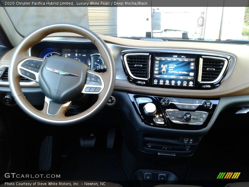Luxury White Pearl / Deep Mocha/Black 2020 Chrysler Pacifica Hybrid Limited