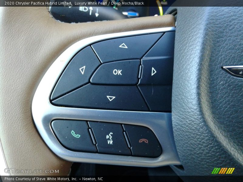 Luxury White Pearl / Deep Mocha/Black 2020 Chrysler Pacifica Hybrid Limited