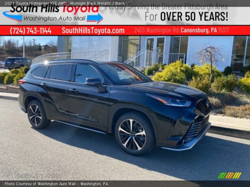 Midnight Black Metallic / Black 2021 Toyota Highlander XSE AWD