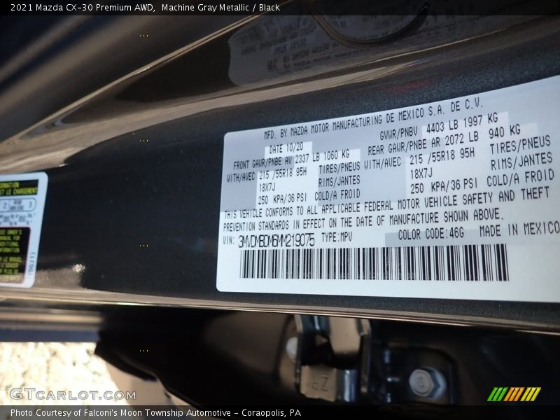 Machine Gray Metallic / Black 2021 Mazda CX-30 Premium AWD