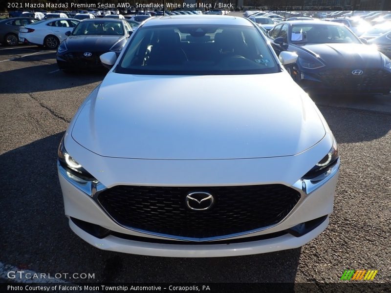 Snowflake White Pearl Mica / Black 2021 Mazda Mazda3 Premium Sedan AWD