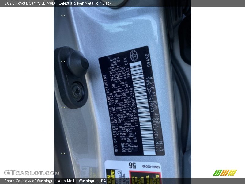 Celestial Silver Metallic / Black 2021 Toyota Camry LE AWD