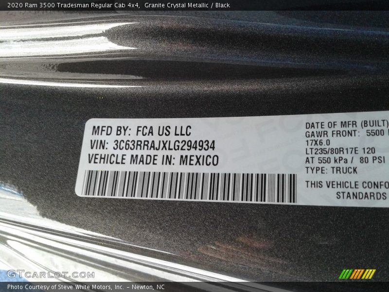 Granite Crystal Metallic / Black 2020 Ram 3500 Tradesman Regular Cab 4x4