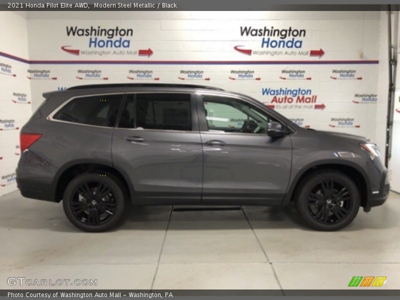 Modern Steel Metallic / Black 2021 Honda Pilot Elite AWD