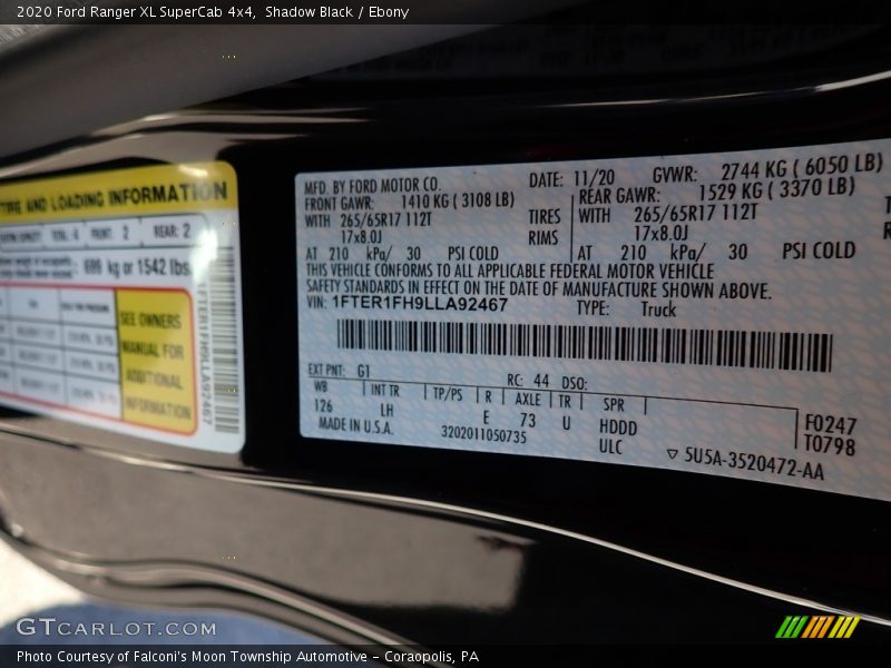 Shadow Black / Ebony 2020 Ford Ranger XL SuperCab 4x4