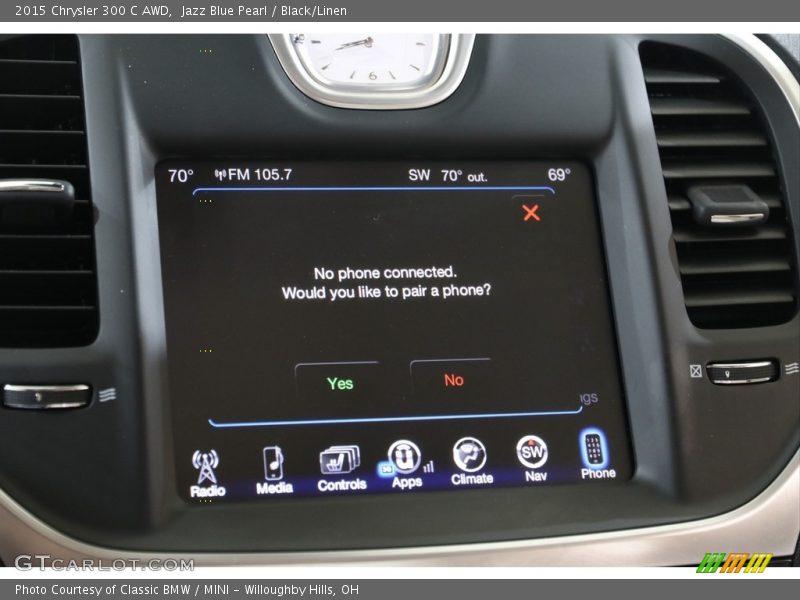 Jazz Blue Pearl / Black/Linen 2015 Chrysler 300 C AWD
