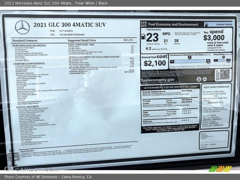 Polar White / Black 2021 Mercedes-Benz GLC 300 4Matic