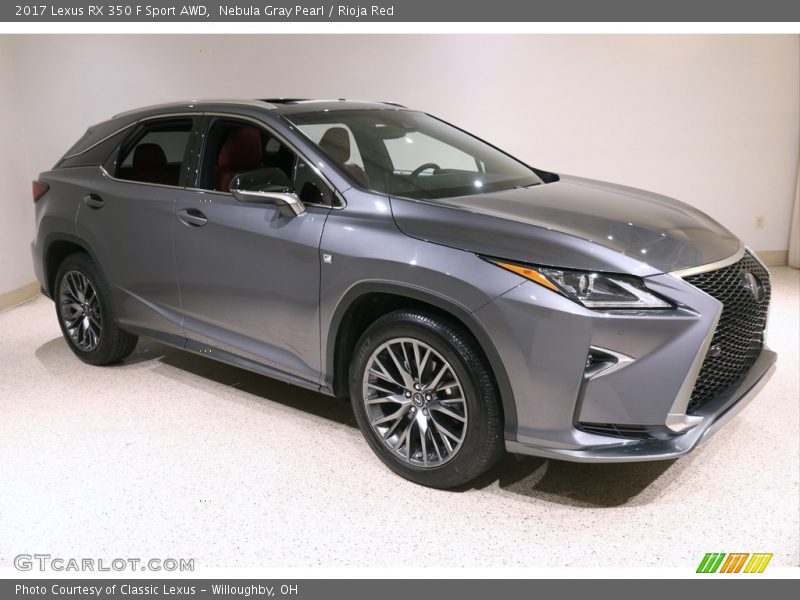 Nebula Gray Pearl / Rioja Red 2017 Lexus RX 350 F Sport AWD