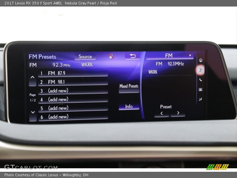 Nebula Gray Pearl / Rioja Red 2017 Lexus RX 350 F Sport AWD