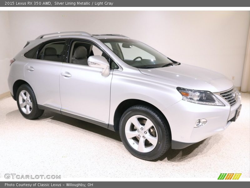 Silver Lining Metallic / Light Gray 2015 Lexus RX 350 AWD