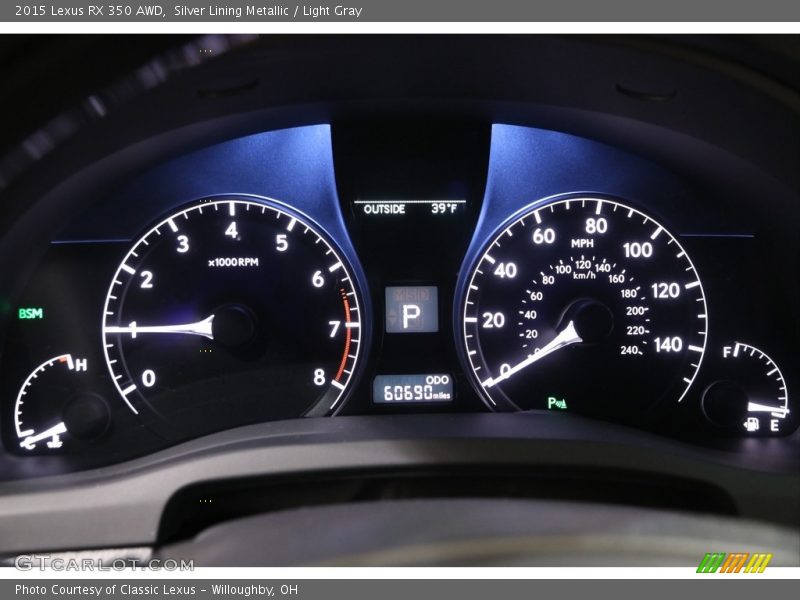 Silver Lining Metallic / Light Gray 2015 Lexus RX 350 AWD