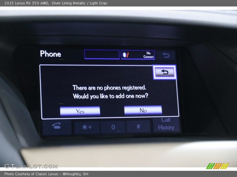 Silver Lining Metallic / Light Gray 2015 Lexus RX 350 AWD