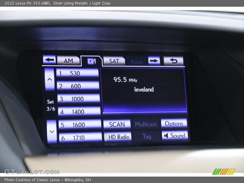 Silver Lining Metallic / Light Gray 2015 Lexus RX 350 AWD