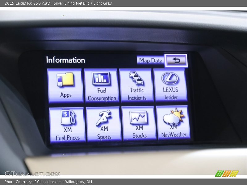 Silver Lining Metallic / Light Gray 2015 Lexus RX 350 AWD
