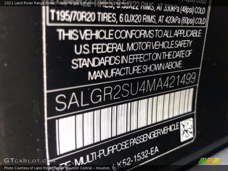 Santorini Black Metallic / Almond/Espresso 2021 Land Rover Range Rover
