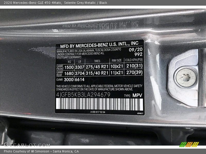 Selenite Grey Metallic / Black 2020 Mercedes-Benz GLE 450 4Matic