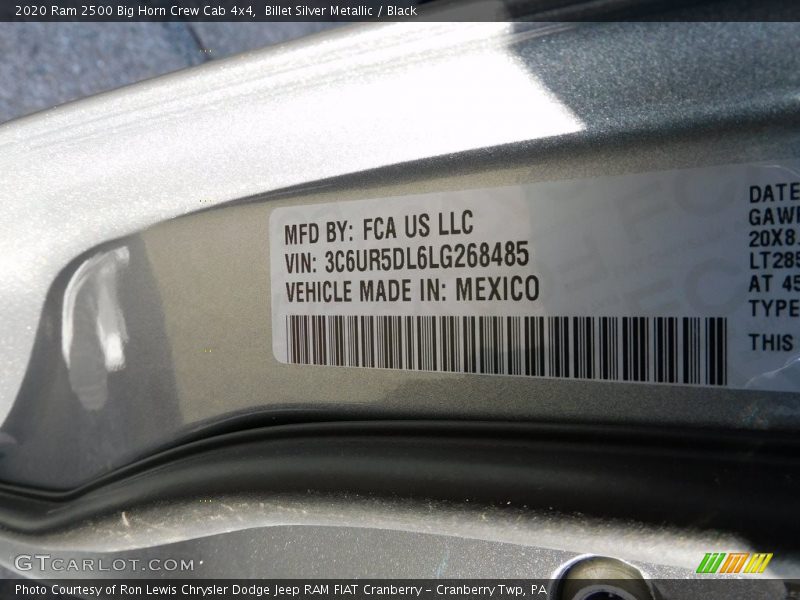 Billet Silver Metallic / Black 2020 Ram 2500 Big Horn Crew Cab 4x4