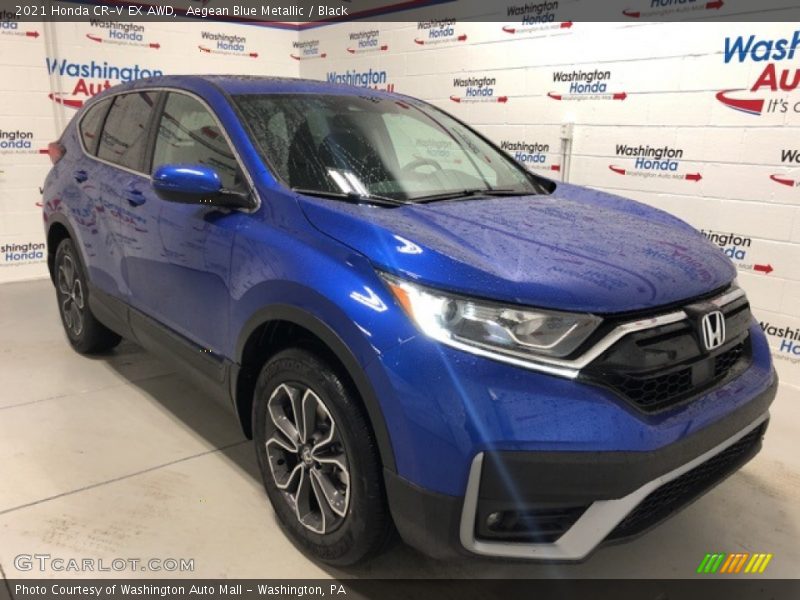 Aegean Blue Metallic / Black 2021 Honda CR-V EX AWD