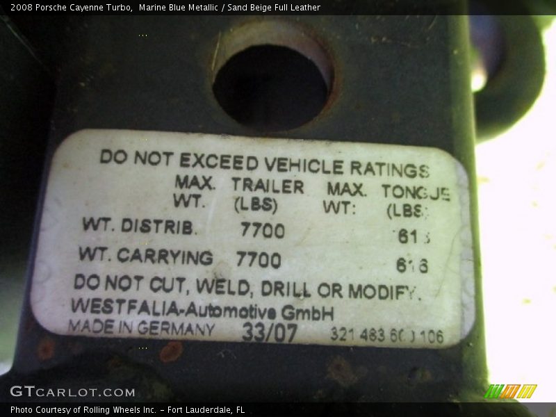 Marine Blue Metallic / Sand Beige Full Leather 2008 Porsche Cayenne Turbo