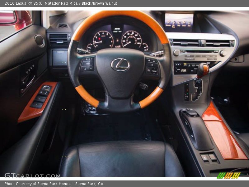 Matador Red Mica / Black/Brown Walnut 2010 Lexus RX 350