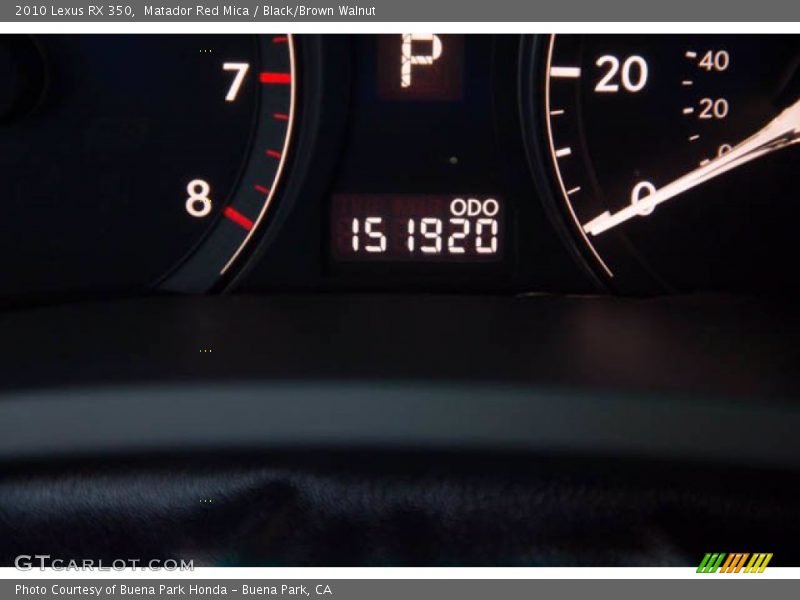 Matador Red Mica / Black/Brown Walnut 2010 Lexus RX 350