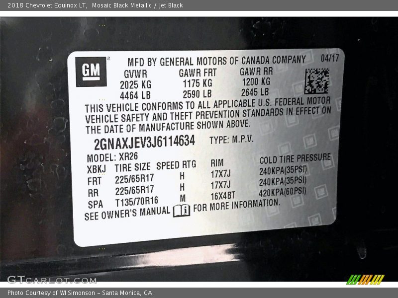 Mosaic Black Metallic / Jet Black 2018 Chevrolet Equinox LT