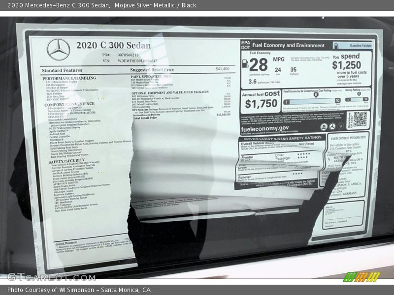 Mojave Silver Metallic / Black 2020 Mercedes-Benz C 300 Sedan