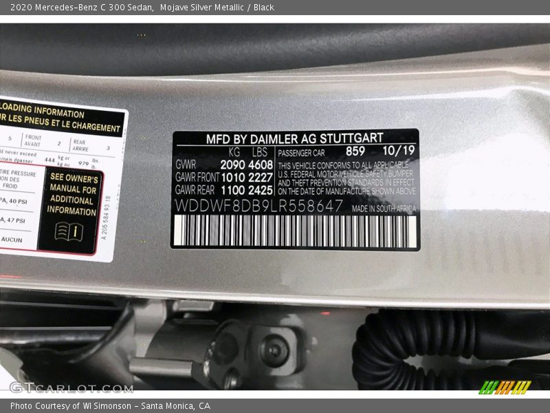 Mojave Silver Metallic / Black 2020 Mercedes-Benz C 300 Sedan