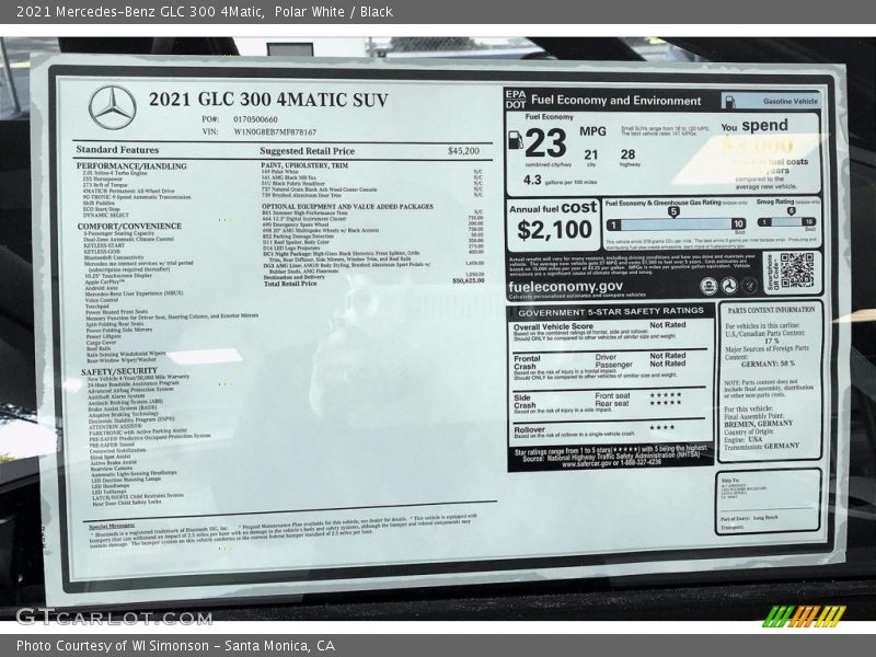 Polar White / Black 2021 Mercedes-Benz GLC 300 4Matic