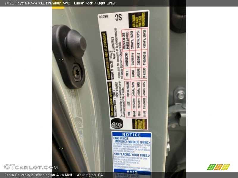 Lunar Rock / Light Gray 2021 Toyota RAV4 XLE Premium AWD