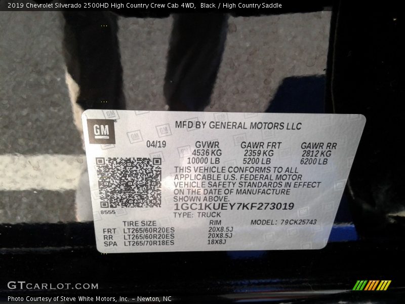 Black / High Country Saddle 2019 Chevrolet Silverado 2500HD High Country Crew Cab 4WD