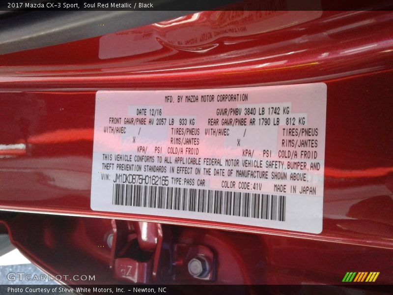 2017 CX-3 Sport Soul Red Metallic Color Code 41V