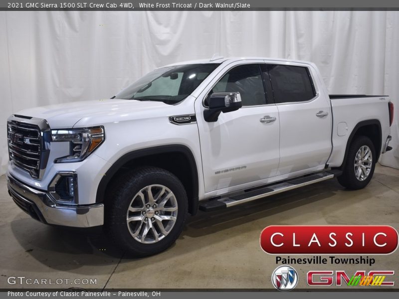 White Frost Tricoat / Dark Walnut/Slate 2021 GMC Sierra 1500 SLT Crew Cab 4WD