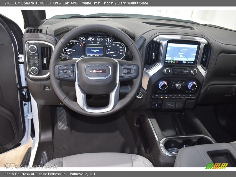 White Frost Tricoat / Dark Walnut/Slate 2021 GMC Sierra 1500 SLT Crew Cab 4WD