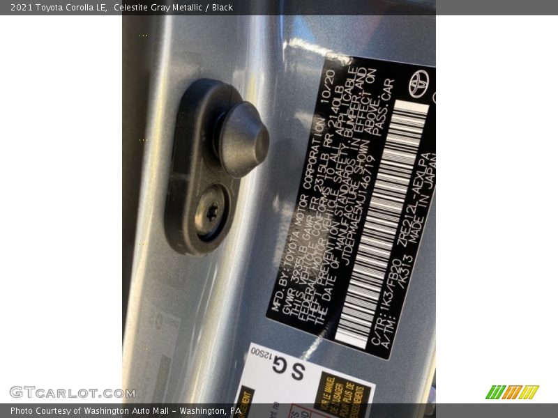 Celestite Gray Metallic / Black 2021 Toyota Corolla LE