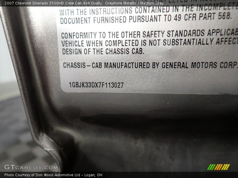 Graystone Metallic / Medium Gray 2007 Chevrolet Silverado 3500HD Crew Cab 4x4 Dually