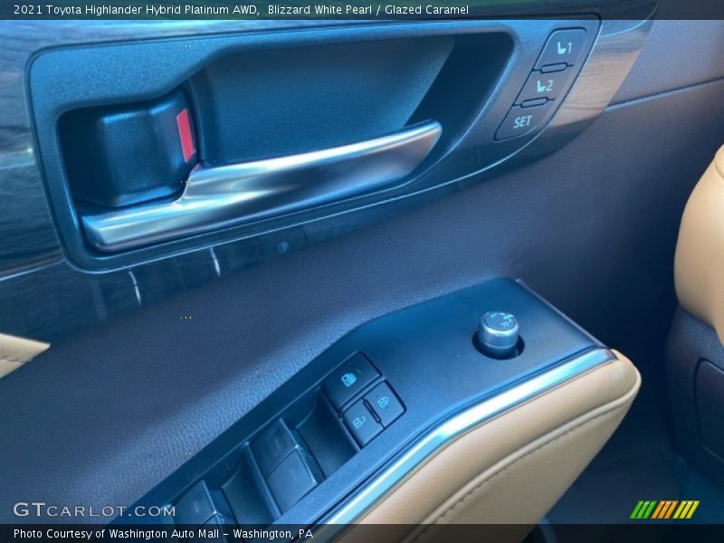 Blizzard White Pearl / Glazed Caramel 2021 Toyota Highlander Hybrid Platinum AWD