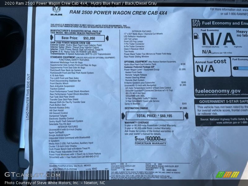  2020 2500 Power Wagon Crew Cab 4x4 Window Sticker