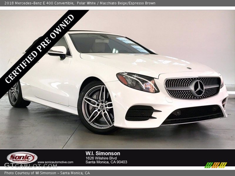 Polar White / Macchiato Beige/Espresso Brown 2018 Mercedes-Benz E 400 Convertible