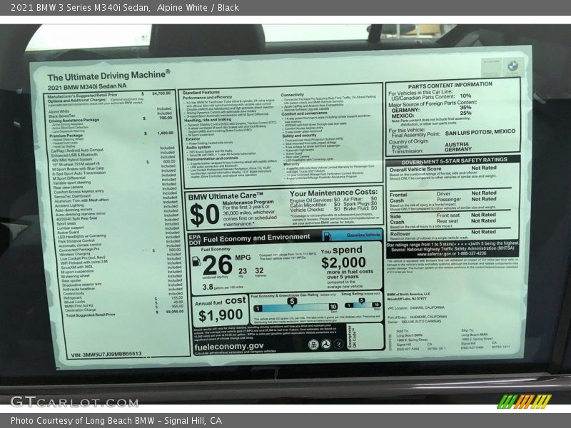 Alpine White / Black 2021 BMW 3 Series M340i Sedan