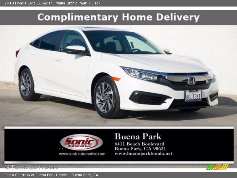 White Orchid Pearl / Black 2018 Honda Civic EX Sedan