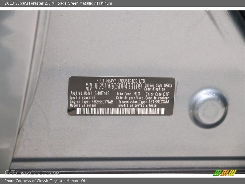 Sage Green Metallic / Platinum 2013 Subaru Forester 2.5 X