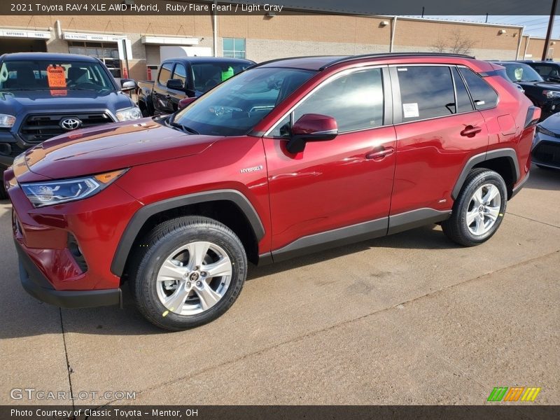 Ruby Flare Pearl / Light Gray 2021 Toyota RAV4 XLE AWD Hybrid