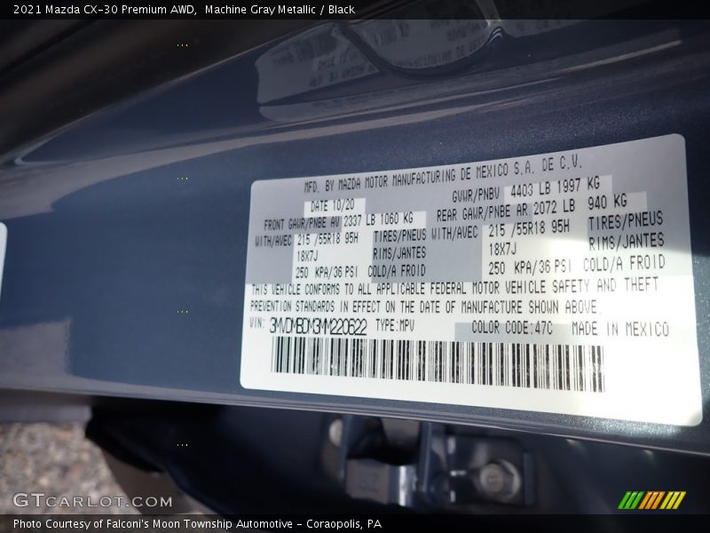 Machine Gray Metallic / Black 2021 Mazda CX-30 Premium AWD
